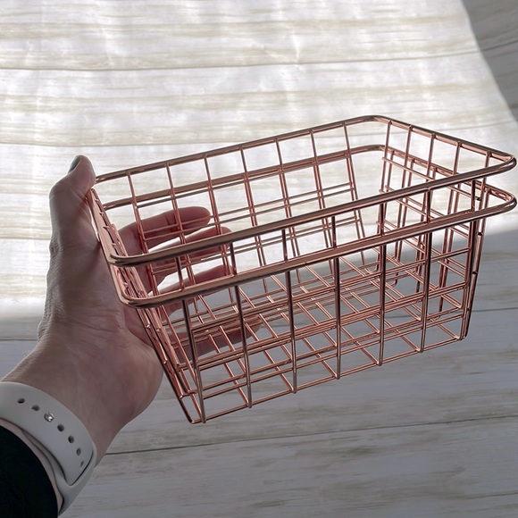 2 Rose Gold Storage Baskets - Picture 3 of 8